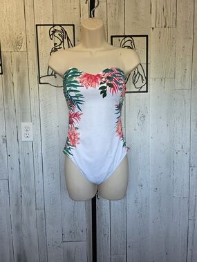 The Collection Debenhams Tropical Floral Strapless One Piece Swimsuit Size 12